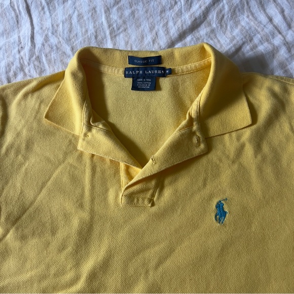 POLO Ralph Lauren 100% cotton yellow short sleeved collared top women’s medium - Picture 2 of 6